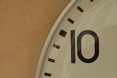 Clock Showing Ten Minutes Till the Hour