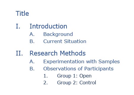 Beginning of an outline for a technical report